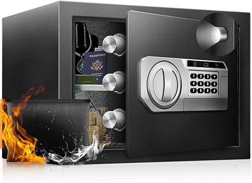Caja de seguridad personal para documentos de hogar de 1.5 pies cúbicos, almacenamiento plano tamaño carta, interior de fieltro, caja fuerte de