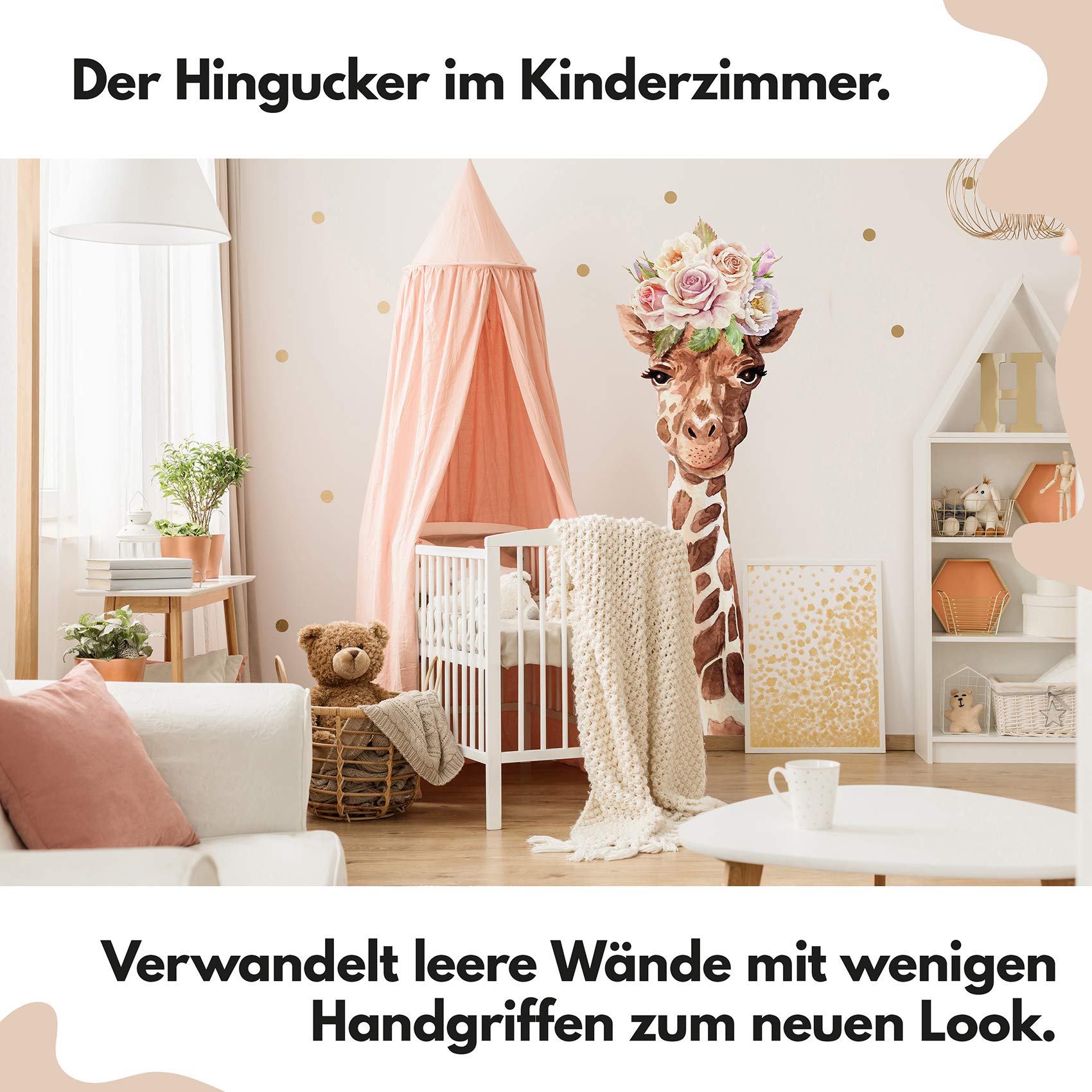 yabaduu YX018 Giraffe Wall Sticker for Nursery Baby Room Africa Beige Watercolour (158 x 58 cm), White, 158x58 cm - Image 2