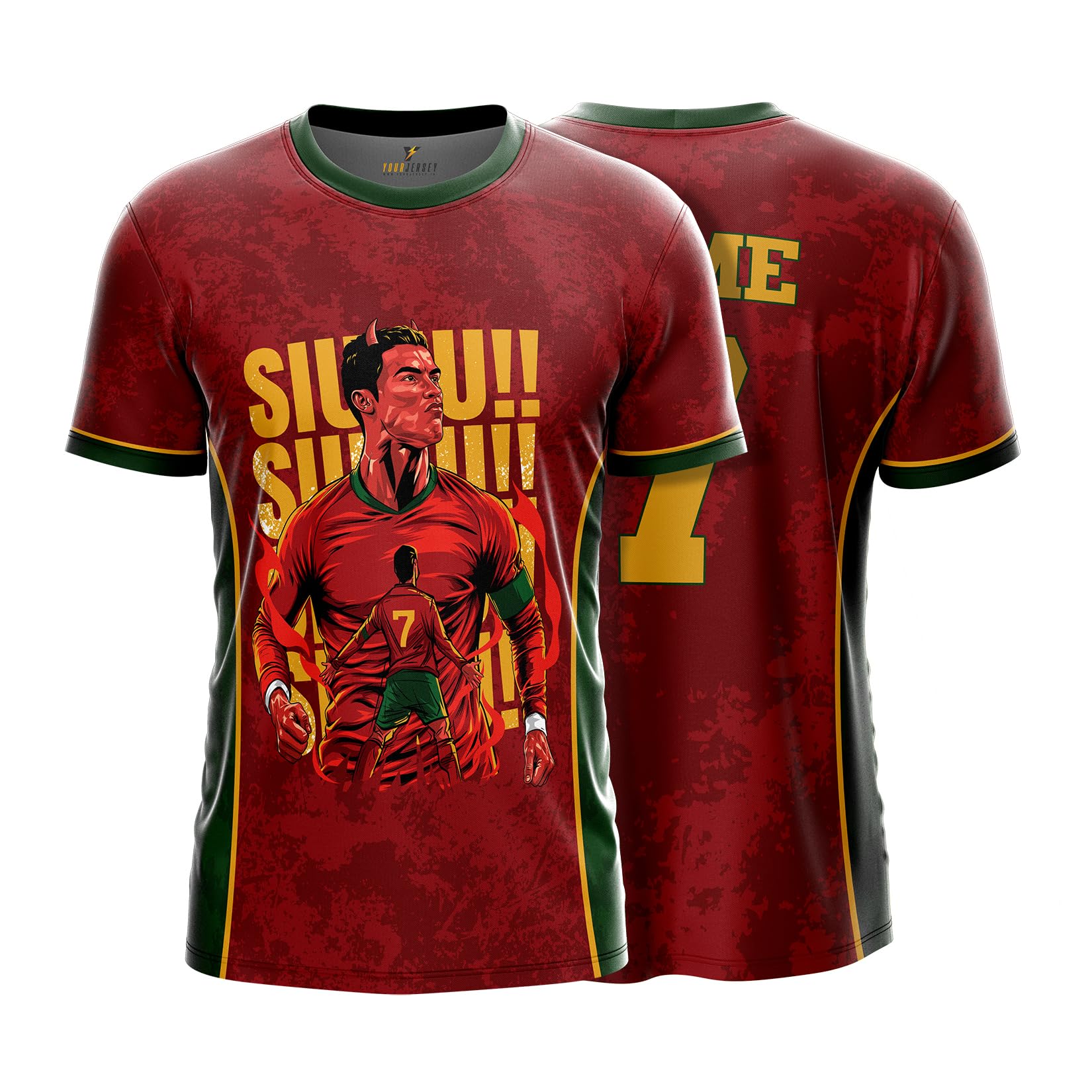 YOURJERSEY Ronaldogoat Suiii Portugal Football Jersey with Custom Name & Number | Portugal Style Number 7 Fan Jersey | Red White Football T Shirt for Men Boys Kids-picture-31
