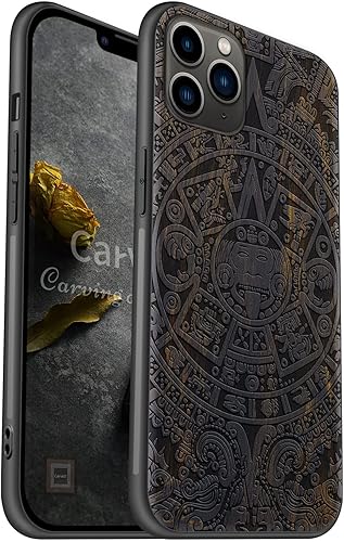 Miniatura 10 de Carveit Funda de madera para iPhone 11 madera natural y TPU suave negro a prueba de golpes, protector único de madera para teléfono compatible con