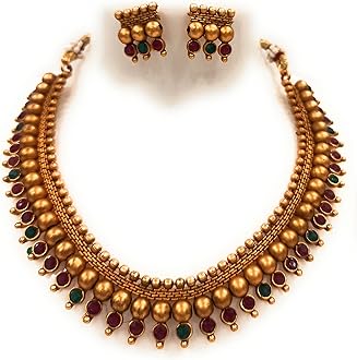 Traditional Temple Jewellery Lakshmi pendant set ruby Pearl Mango Design Mohan mala haram. Latest Wedding Jewellery Necklace for Women and Girls