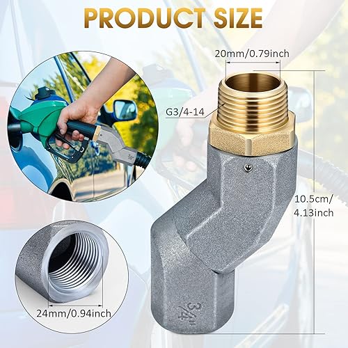 Miniatura 2 de Shimeyao 3 piezas de manguera de combustible giratoria de aleación de zinc 360 conector giratorio para bomba de transferencia de combustible