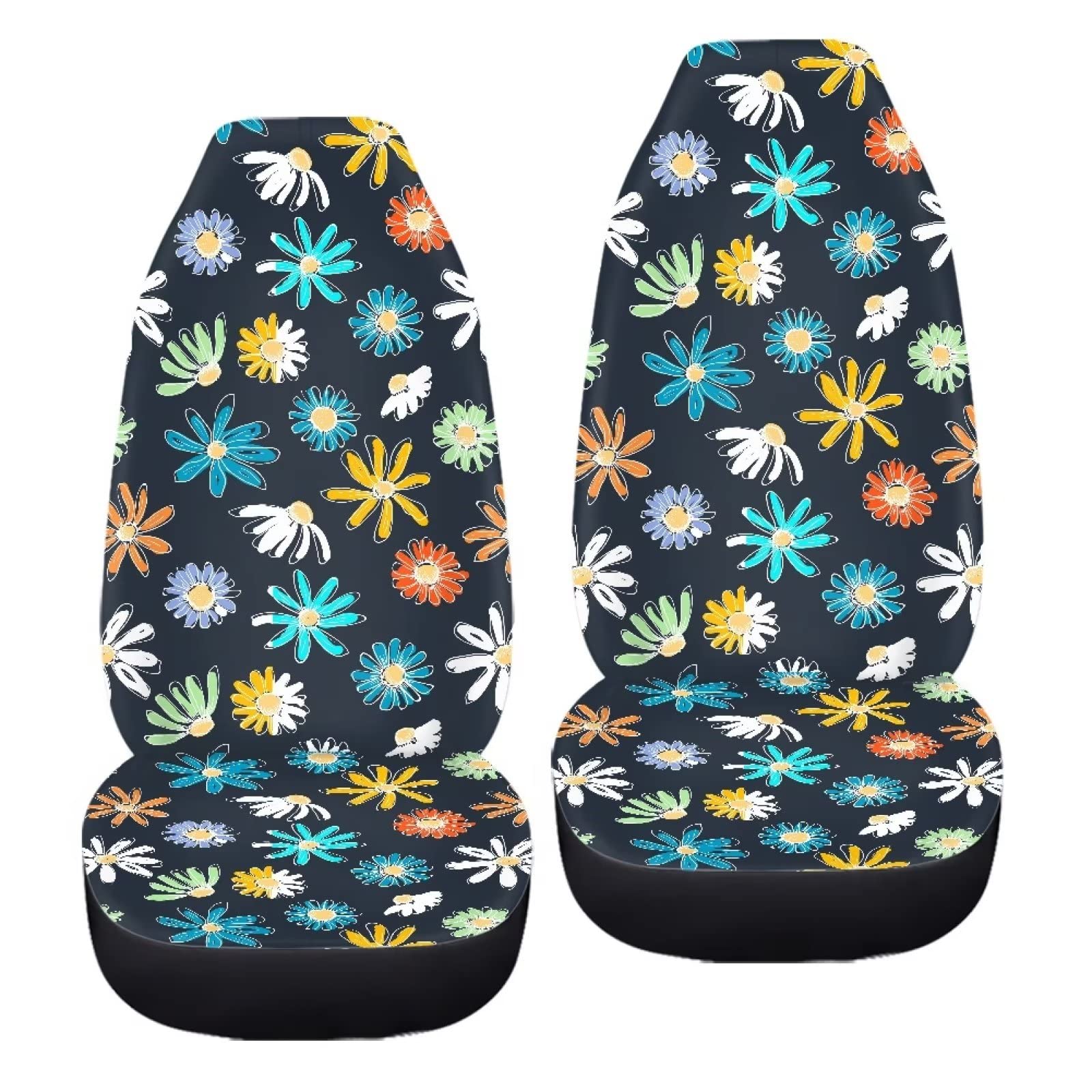 702 2 Pièces Protection De Siège Auto Fleur De Marguerite Colorée Accessoires Auto Interieur Protège des Rayures Couvre Sieges 52X138Cm pour Suvs, Trucks, Sedans