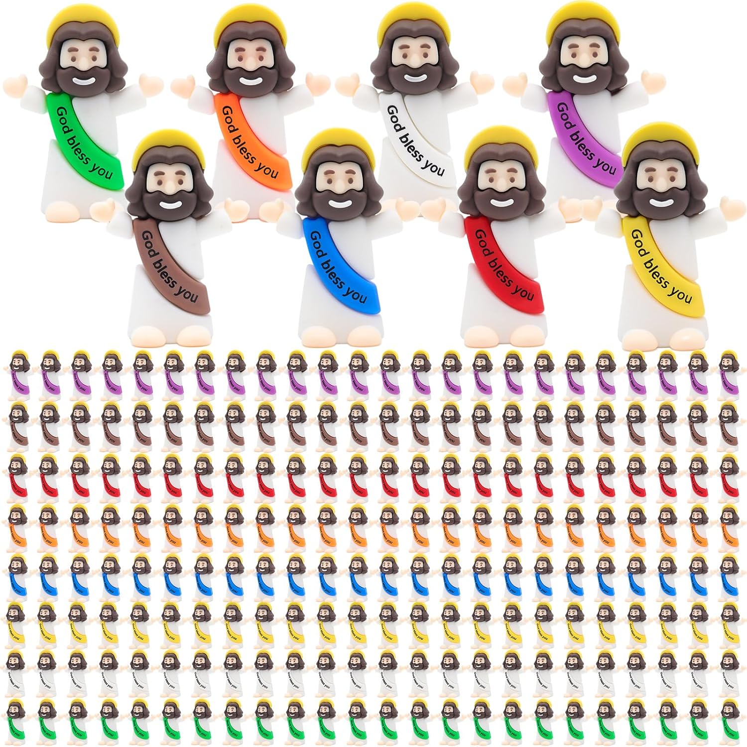 Mini Jesus Figures 200pcs Little Tiny Jesus Figurines in Bulk Classic Religious Christ Savior Jesus Decor for Baptism Sunday Easter Egg Stuffers