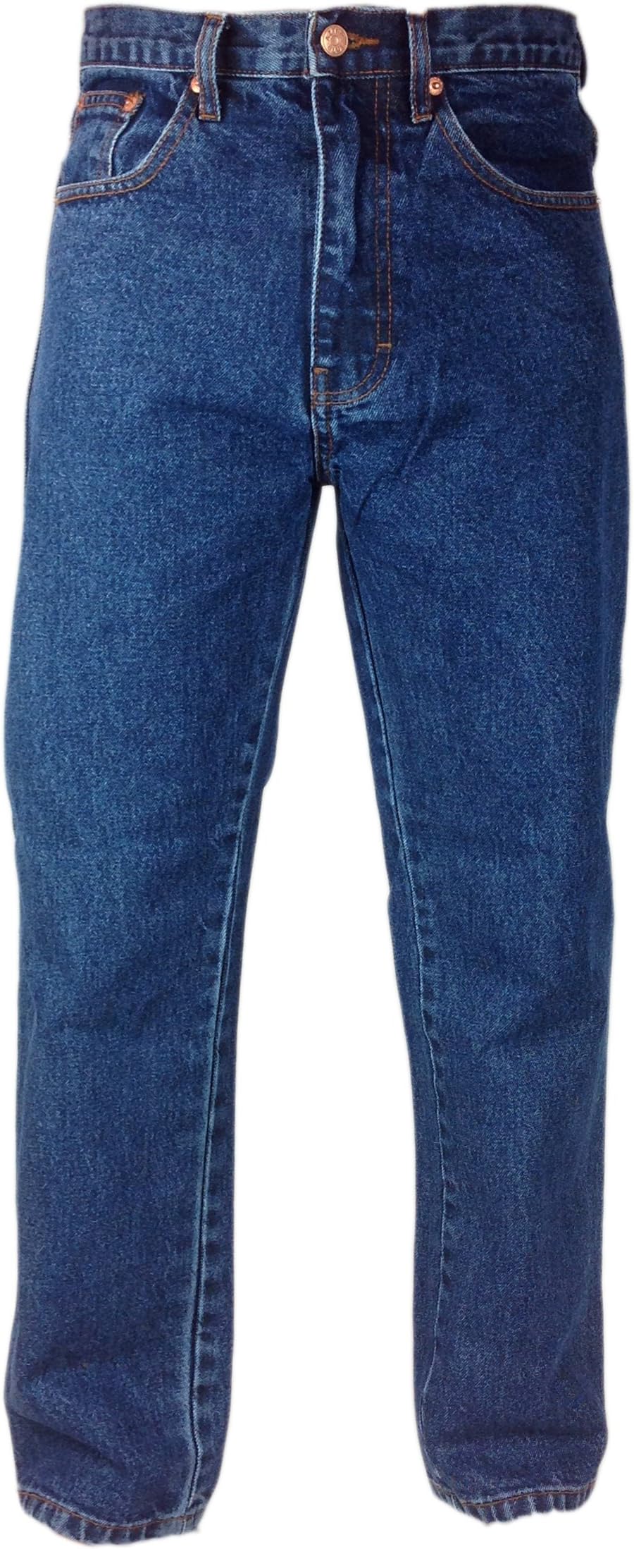 UnknownMENS AZTEC HEAVY DUTY REGULAR FIT 100% COTTON 5 POCKET JEAN WITH ZIP FLY COLOUR BLACK, STONE WASH BLUE & BLEECH WASH Waist 30''-40 '' Short (29'')