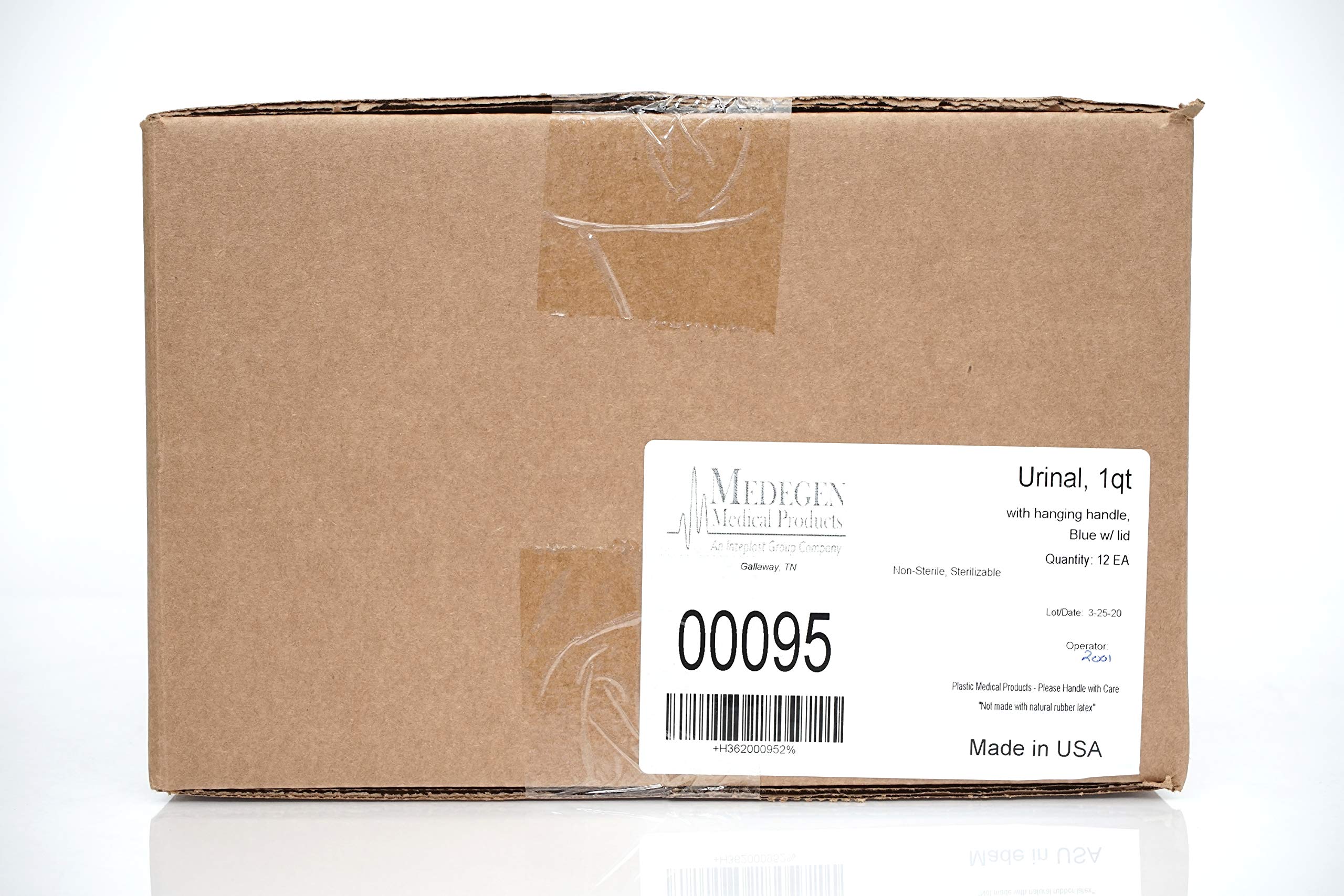 medegen productos médicos 00095 azul orinal con tapa y asa para colgar, 1 Quart capacidad (Pack de 12)