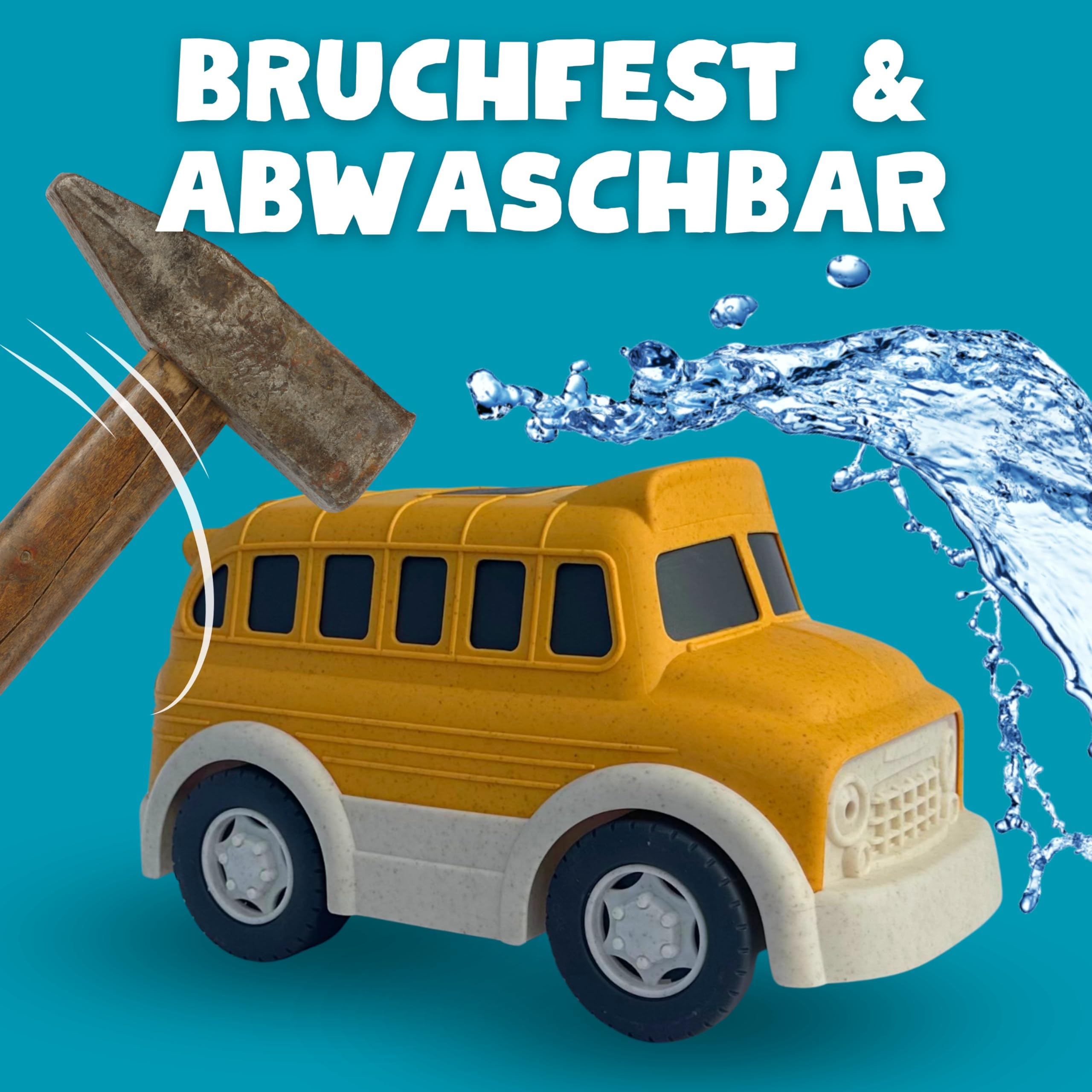 XXL Schulbus gelb | Bio Kunststoff | Nachhaltiges Spielzeug ab 18 Monate für Jungen und Mädchen | Indoor und Outdoor | Omnibus | Schülerbus