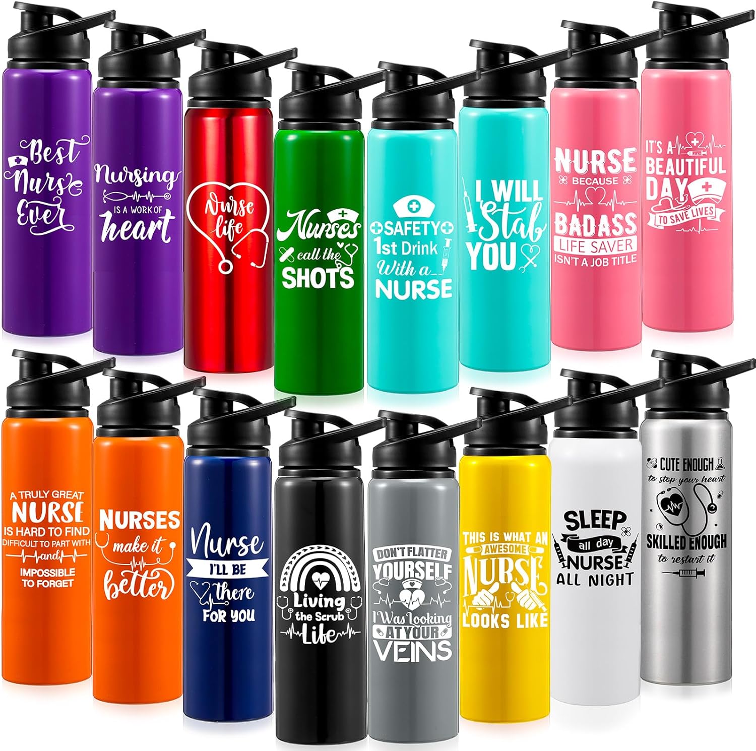 Uiifan 16 Pcs CNA Appreciation Gift Nurse Tumblers Bulk