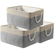 SAMORADREA Storage Basket Bins - Decorative Baskets Storage Box Cubes Containers with Handles for Clothes Storage Toys, Books, Home, Office Grey Patchwork, GREYPATCH13IN-S-3PACK