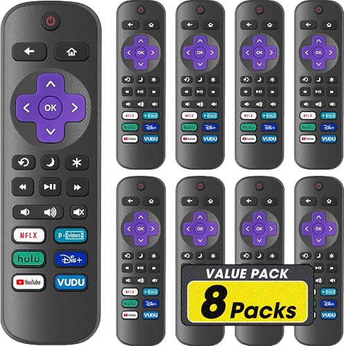 8 Pack Replacement Remote Control Only for Roku TV, Compatible for All TCL Roku/Hisense Roku/Onn Roku/Sharp/Philips Roku (Not for Roku Stick, Box or Speaker)