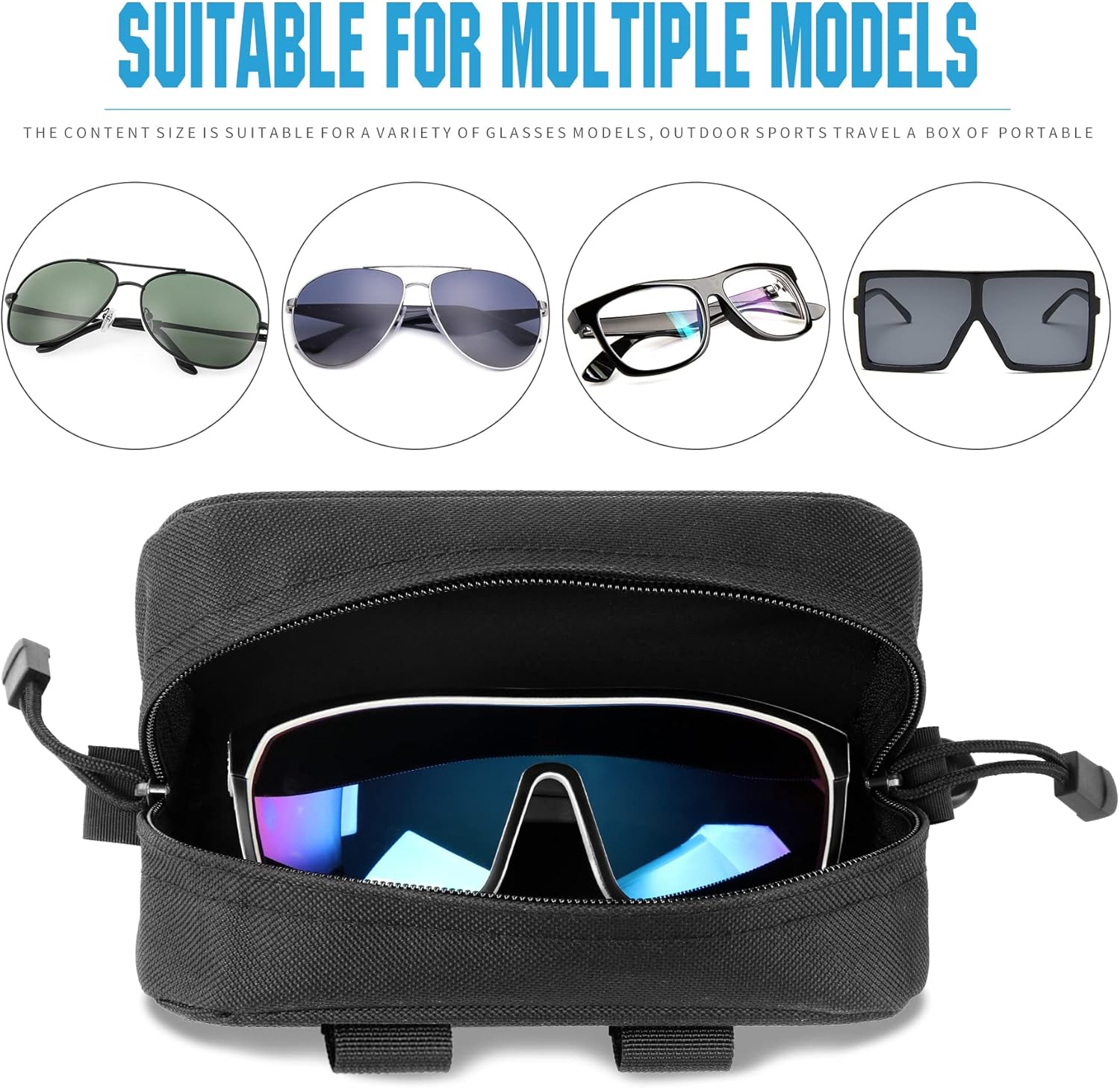 bvya Tactical Molle Sunglasses Case Anti-Shock Semi-hard Clamshell Extra Large Eyeglasses Case with Hook, Size XL - Image 3