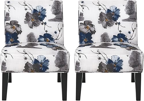 Miniatura 5 de Christopher Knight Home Kendal - Juego de 2 sillas tapizadas de tela, diseño floral, moderna, sin brazos, para sala de estar, cómoda silla tipo