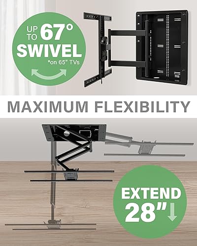 Miniatura 3 de SANUS VIWLF128-B2 - Soporte de pared para TV empotrado para pantallas de 42 a 85 pulgadas, soporte de TV de movimiento completo premium que se