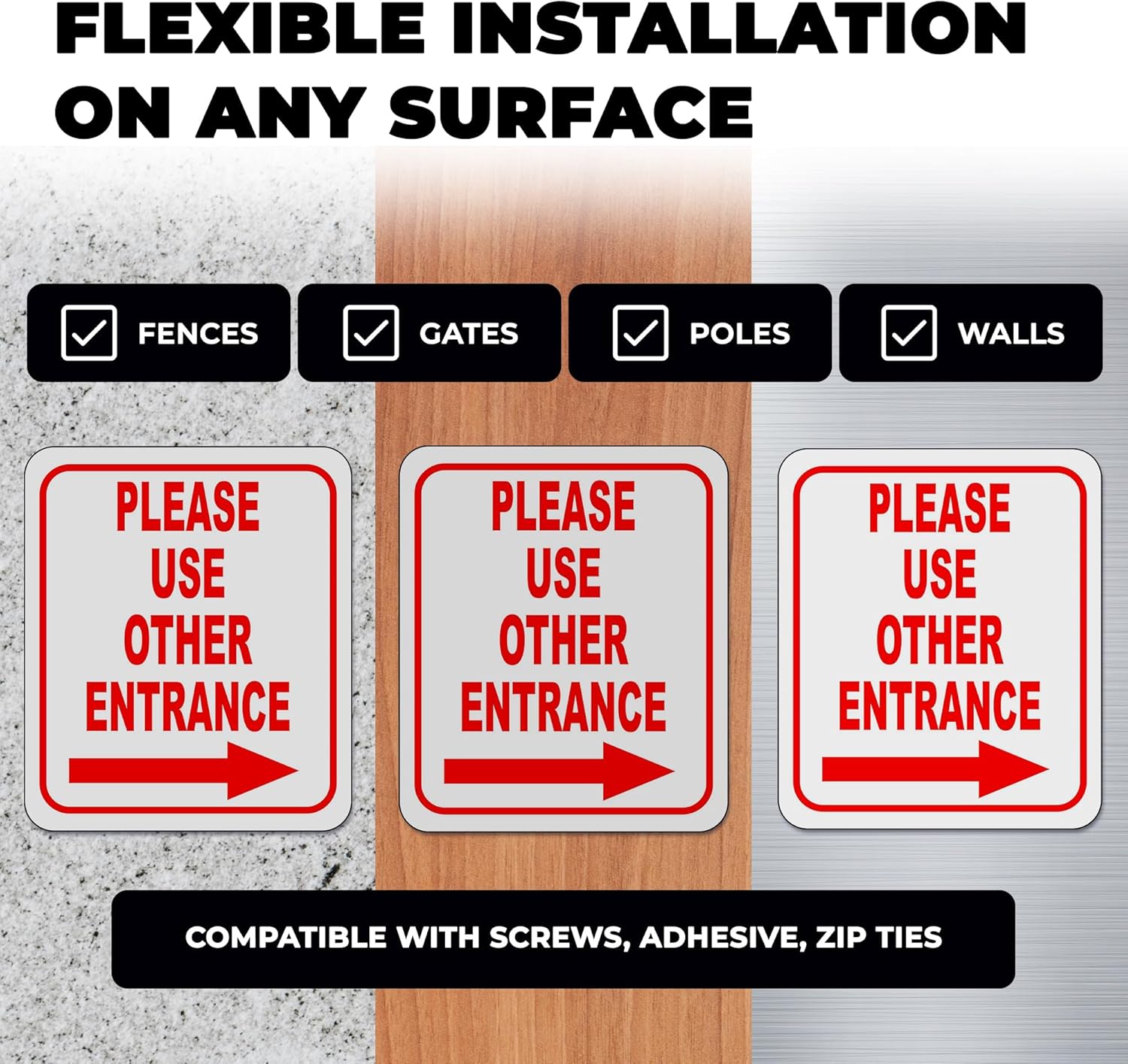 Please Use Other Entrance Right Arrow Aluminum Composite Outdoor Sign 20" x 24" – For Employees, Visitors, or Deliveries – Durable, Easy Installation