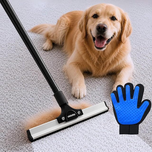 Quitapelos de Mascotas, Escoba con Palo Extensible para Alfombras y Muebles