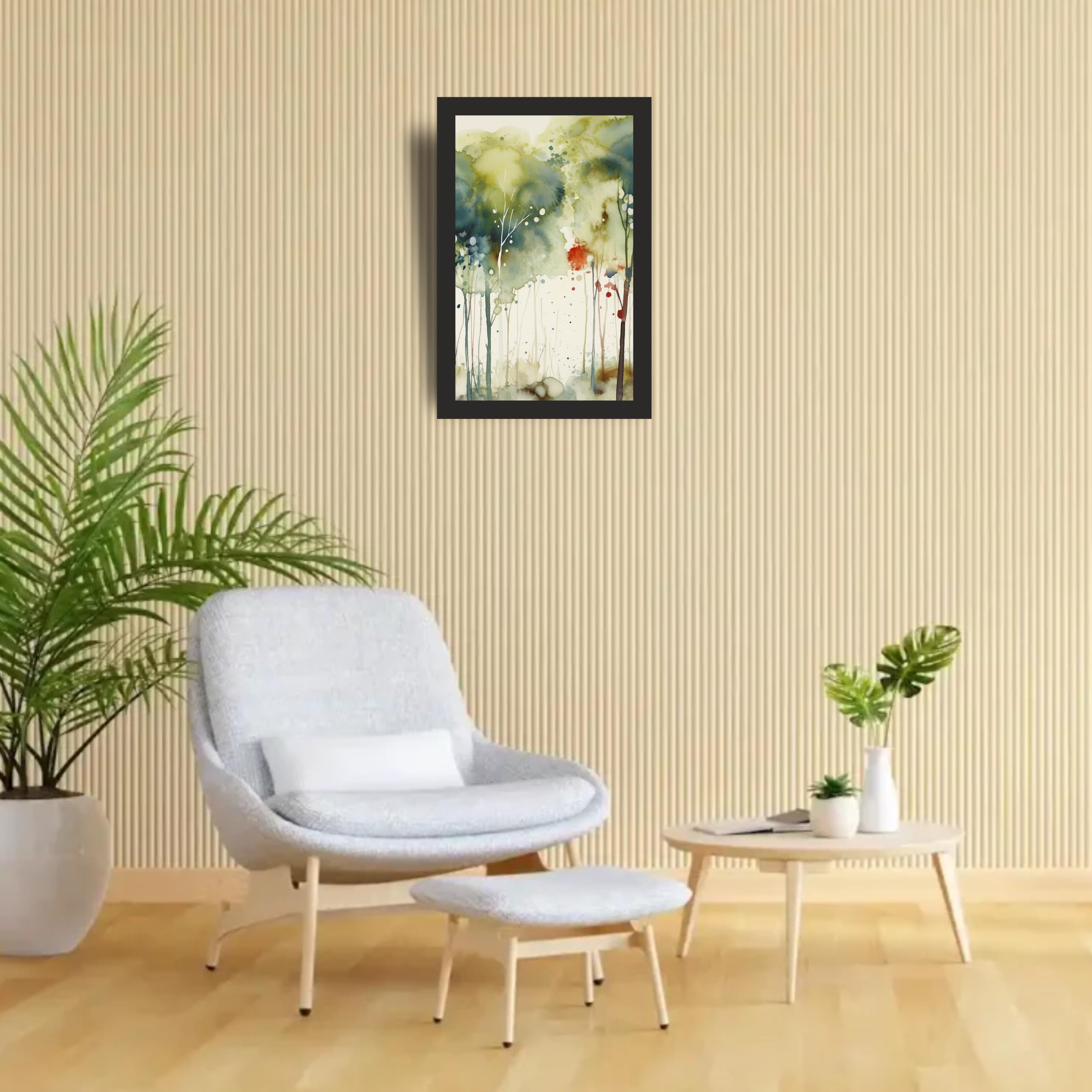 Abstract Watercolor Forest Wall Art Frame 12x18 Inch