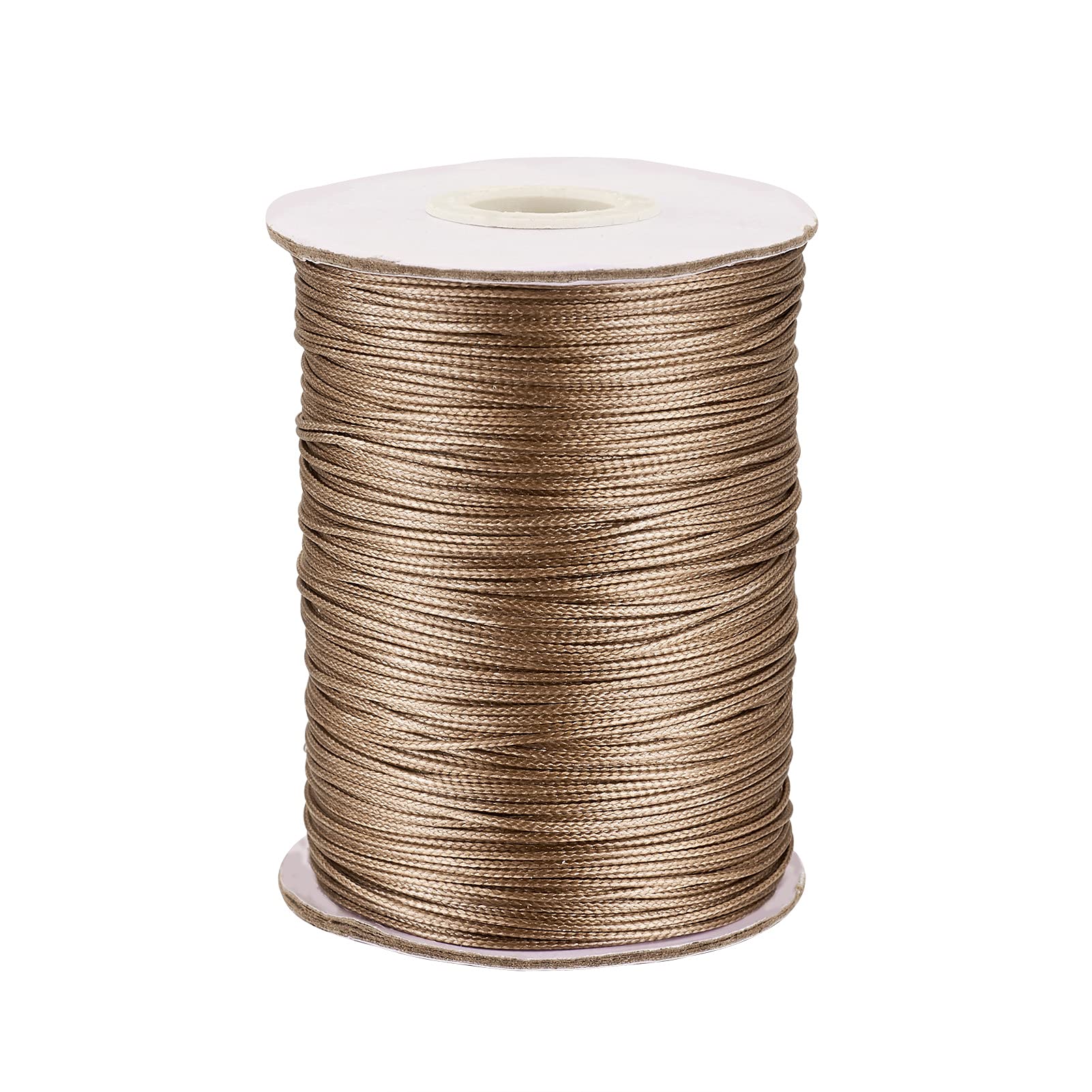 Cheriswelry about 200yards 1mm Korean Polyester Cord Thread Beading String Rope with Spool for Jewellery Crafts Making Macrame, Tan