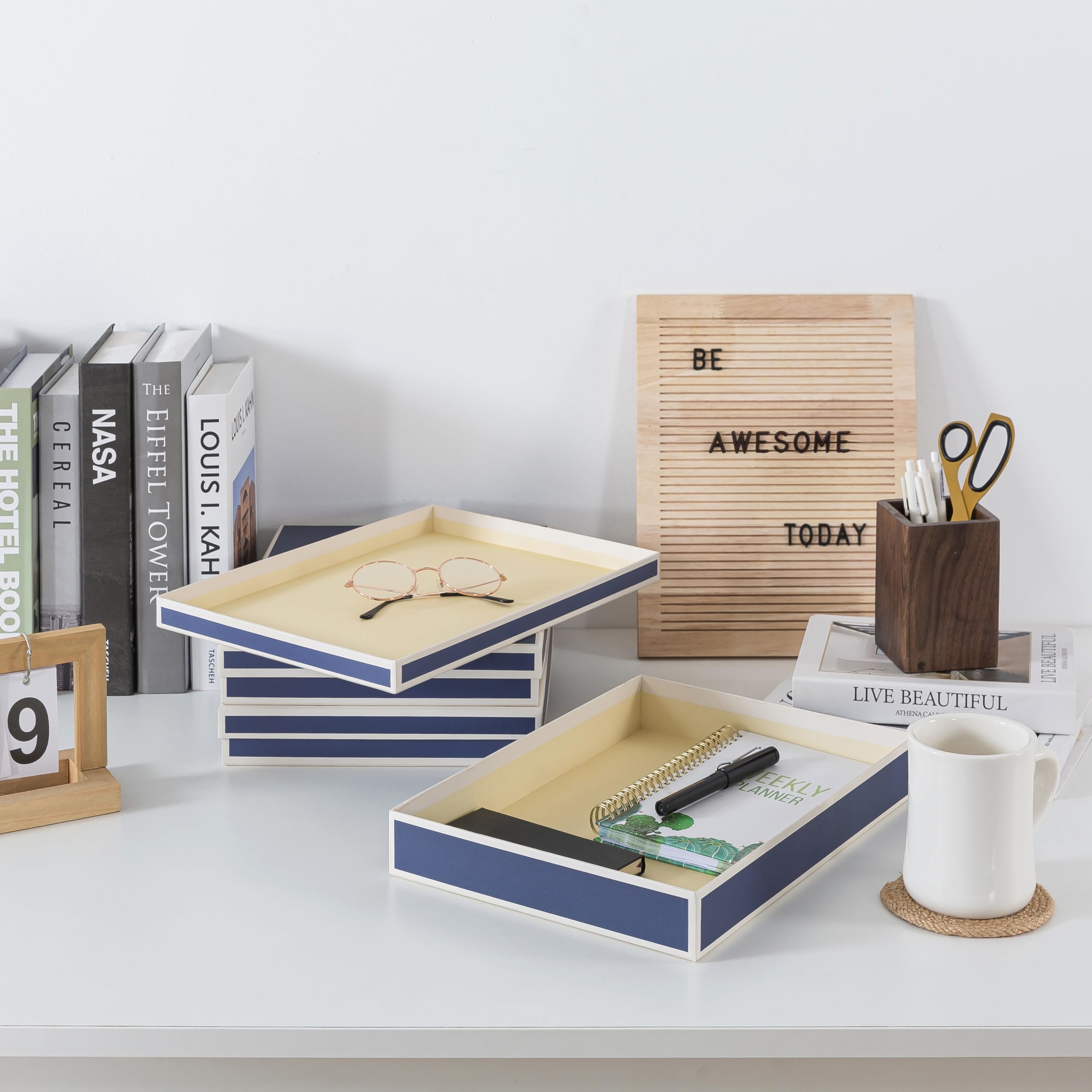 Soul & Lane Lot de 3 boîtes de rangement de documents (33,5 x 24,9 x 4,6 cm), organiseur polyvalent pour photos et loisirs créatifs pour la maison et le bureau, rangement en carton empilable pour