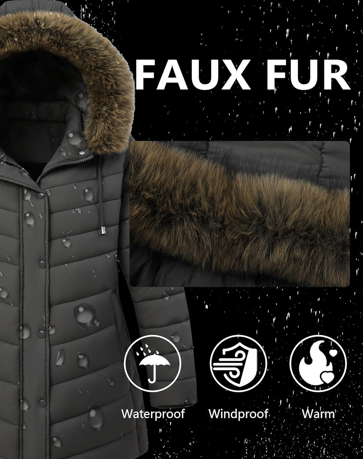 Women’s Plus Size Down Puffer Coat | Waterproof, Windproof, Detachable Hood, Insulated for Winter Travel - Image 5