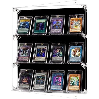 Baseball Card Display Case, 3-Layer Acrylic Graduated Card Display Frame with Magnetic Door, Trading Card Display with UV Pro