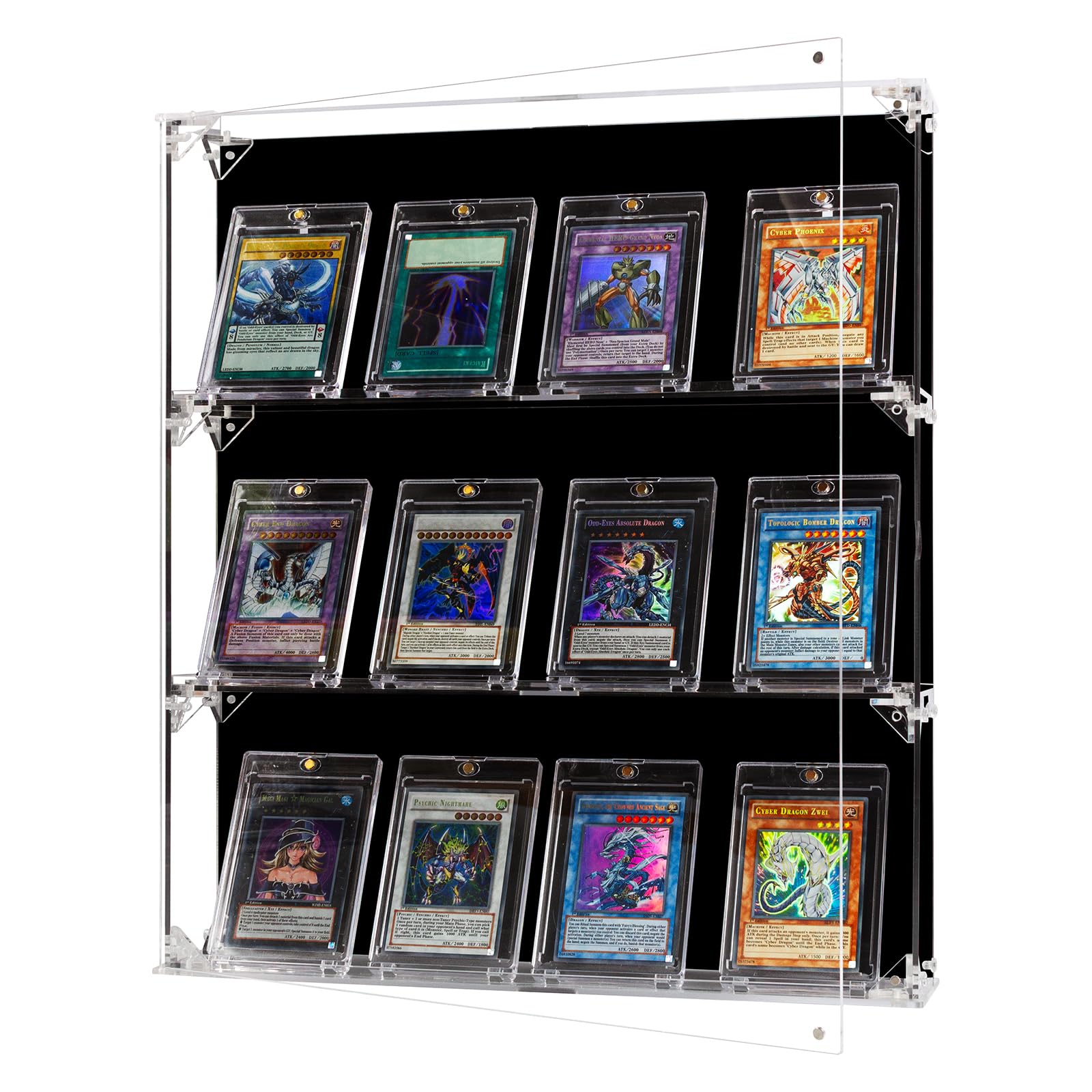 Vitrine pour cartes de baseball, 3 couches en acrylique gradué avec porte magnétique, présentoir de cartes à collectionner avec protection UV, vitrine murale pour cartes de baseball, cartes de