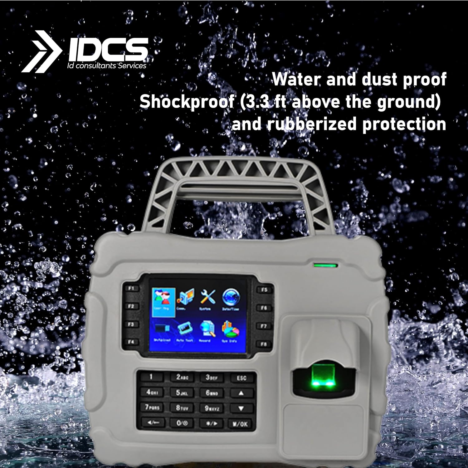 IDCS ZKTECO S922 terminal showing fingerprint and card recognition