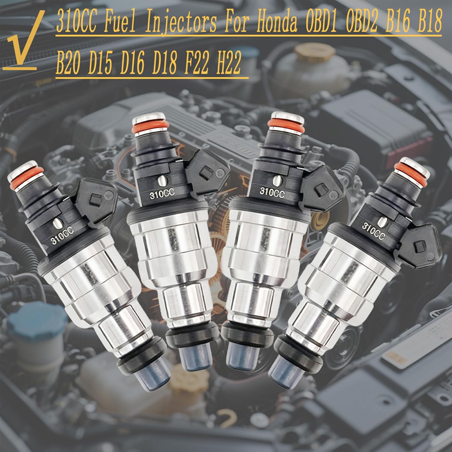 SET 4PCS 310cc Fuel Injectors Fit For Honda OBD1 OBD2 B16 B18 B20 D15 D16 D18 F22 H22