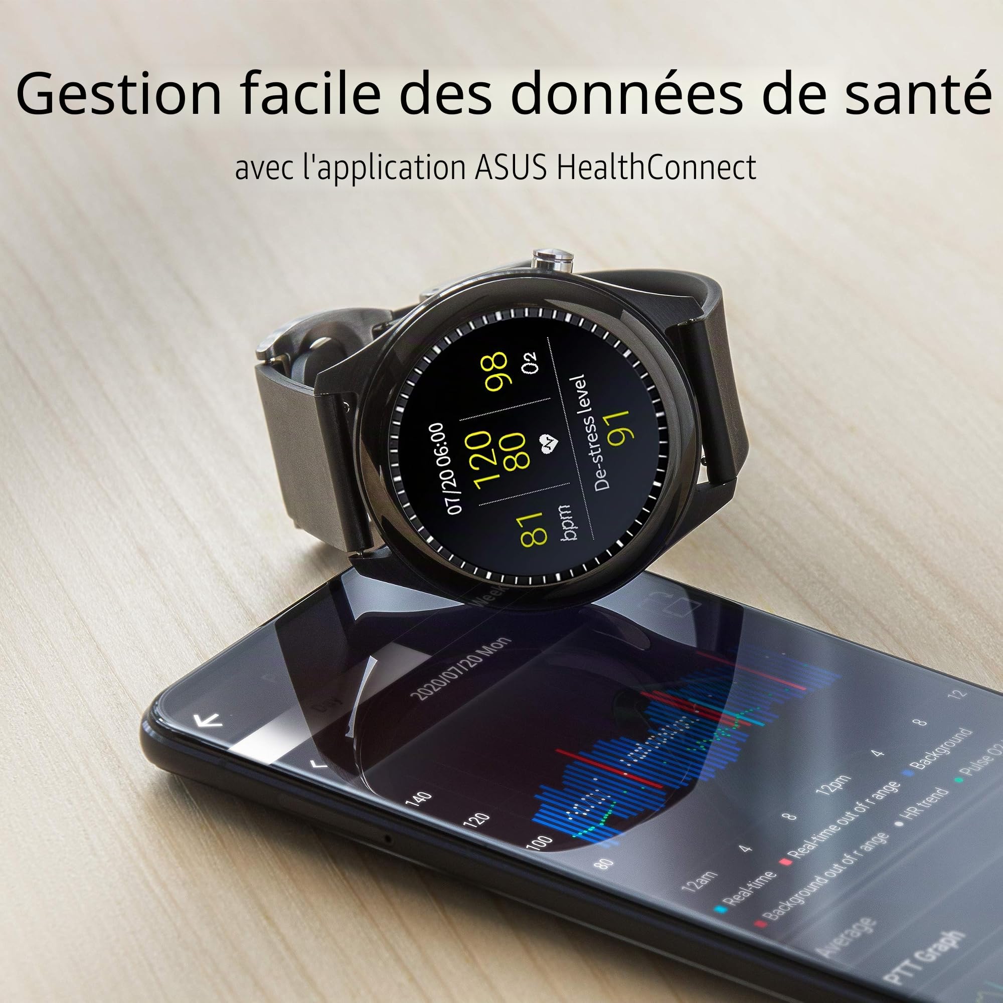 ASUS HC-A05 VivoWatch SP Montre connectée avec Suivi des Pas, Route, fréquence Cardiaque, Son, Calories, altimètre, étanche Noir