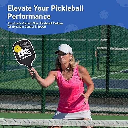 Miniatura 5 de HXE Juego de palas de pickleball de fibra de carbono con fuerte potencia y giro, raquetas ligeras termoformadas con núcleo de panal de polipropileno