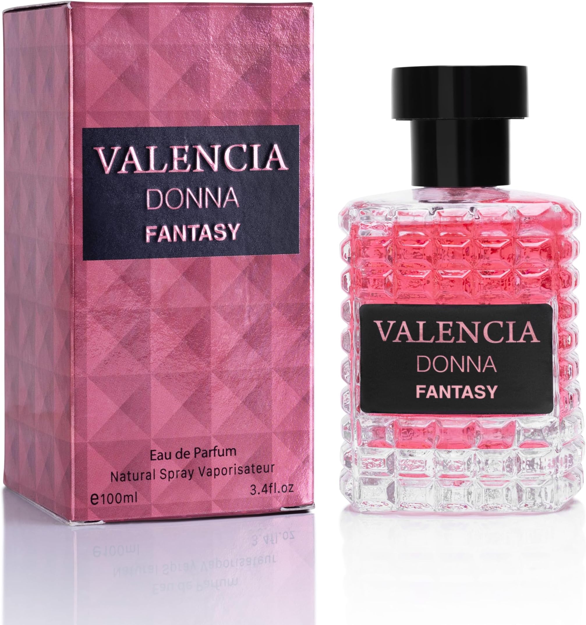 Valencia Donna Fantasy for Women Eau De Parfum - Floral Fruity Fragrance Top Notes of Kiwi & Brazilian Orange Mid Aroma of Rose & Jasmine - Base Scent of White Musk & Texas Cedar Elegant 100ml Bottle