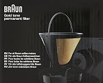 Braun Gold Tone Permanent Coffee Filter, Reusable #4 Cone Shaped, No Paper Filter Needed, Fits Coffee Makers Series 7 & Series 9, BRSC002,Black