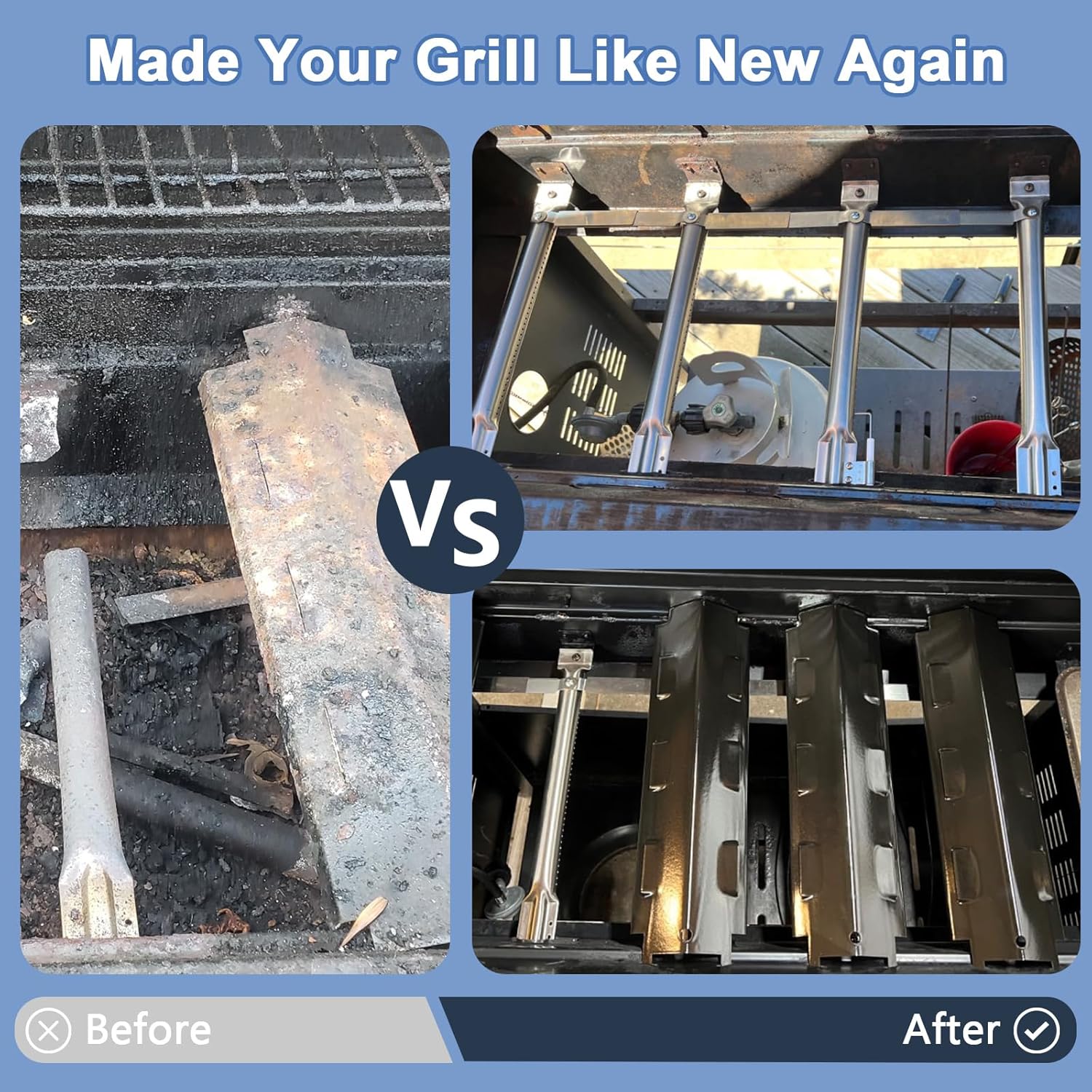 Adviace Grill Replacement Parts for Charbroil 463420508 463420509 463420507 Grill, Grill Grates & Burner & Igniter & Heat Shield & Carryover Tubes for Char-Broil