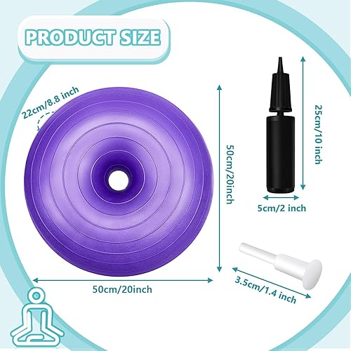 Miniatura 2 de Lewtemi 4 piezas de asientos flexibles para aula de primaria, silla de pelota de yoga de 20 pulgadas, silla de donut inflable con inflador para