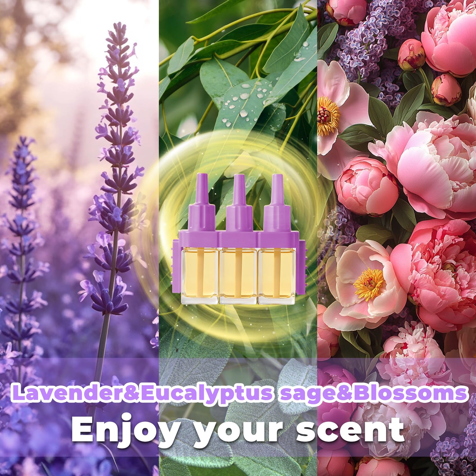 SCENTORINI 3 Volution odświeżacz powietrza 8 x 120 ml elektryczny dyfuzor napełniający, pasuje do Ambi Pur 3 Volution Olejki eteryczne wkłady dyfuzorowe, zapach kwiatowy, wanilia, ECC