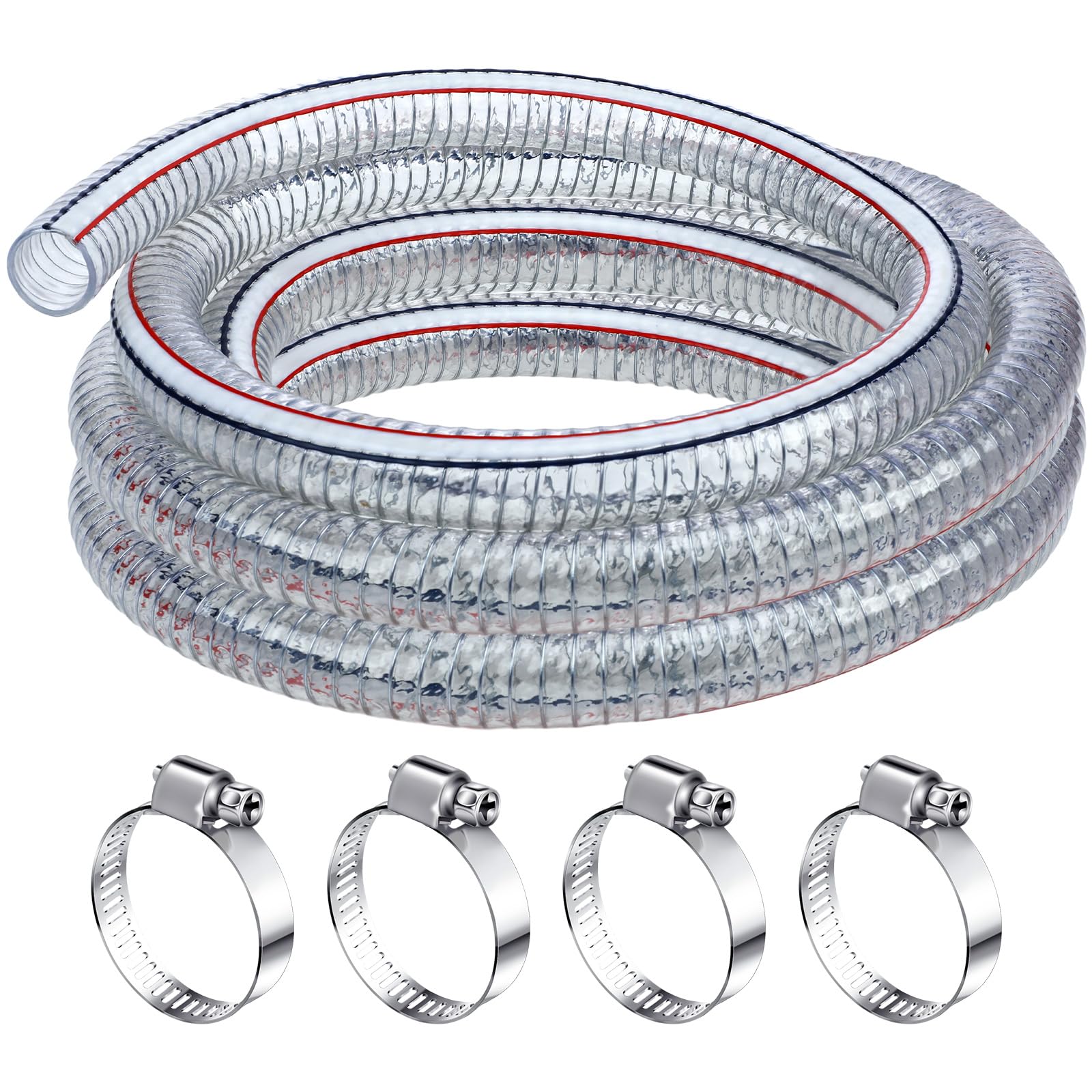 Frienda Flexible Hose Pvc Tubing with Fasteners, 3/4 Inch ID, 6.6 Ft