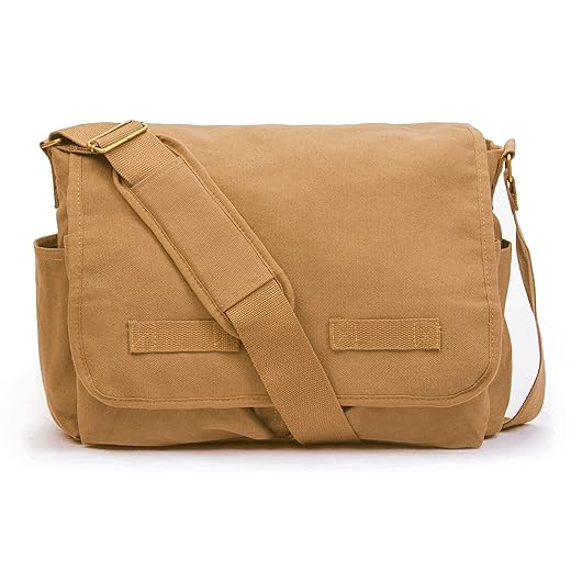 Sweetbriar Classic Vintage Messenger Bag - Original Heavyweight Cotton Canvas Shoulder Bag with Upgraded Features