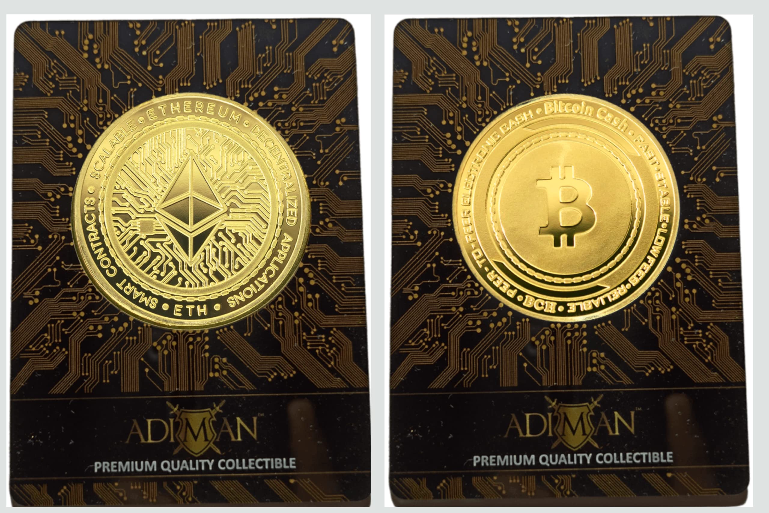 Adiman Bitcoin Ethereum 24kt Gold Plating Coin Real Metal In | Desertcart  INDIA