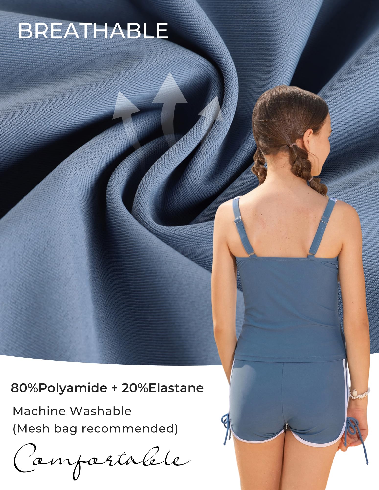 GRACE KARIN Lot de 2 maillots de bain à bretelles réglables pour fille Tankini plage vacances