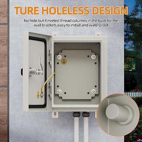 Miniatura 4 de KWONONG Caja eléctrica impermeable IP65 para proyectos de interior y exterior, incluye placa de montaje y soporte de pared de 250 × 200 × 5.906 in