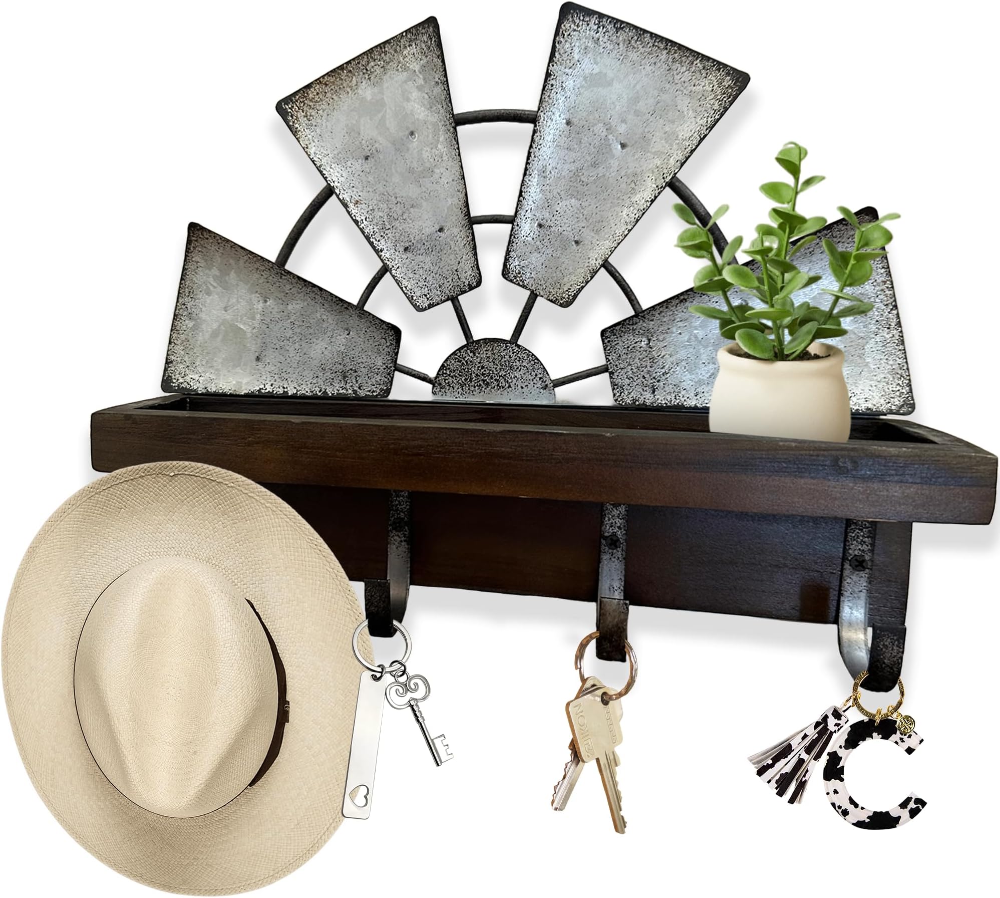 Amazon.com: EBEI Metal Barn Star Key Rack Holder Wall Mounted Metal ...