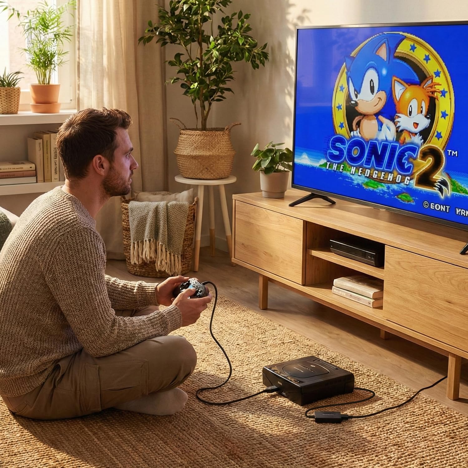 TNP Adaptateur HDMI pour Sega Saturn S - Câble vidéo HDMI compatible avec console Sega Saturn pour téléviseurs HD, écrans d'ordinateur et projecteurs
