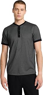 Men’s Everyday Performance Henley – Short Sleeve Mini-Geo Textured Knit, Moisture-Wicking Stretch
