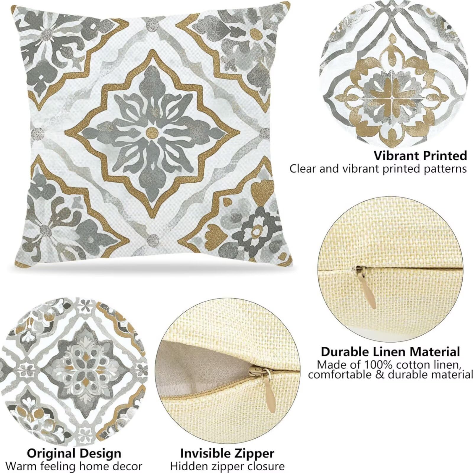 Cuscini Per Divano 50x50cm Set di 4 Cuscini da Esterno Divano Boemo Cuscino Esterno Decorativo in Piazza Estate Lino Impermeabile Cuscino Outdoor Pillowcase, Decorazione Del Giardino Modello R-1