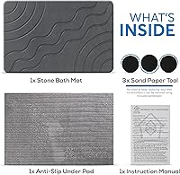 Vista 6 de Stone Bath Mat – Quick Drying Diatomaceous Earth Bath Mat, Super Absorbent Bathroom Stone Mat, Non-Slip Shower Stone Mat, Modern Water Absorbing