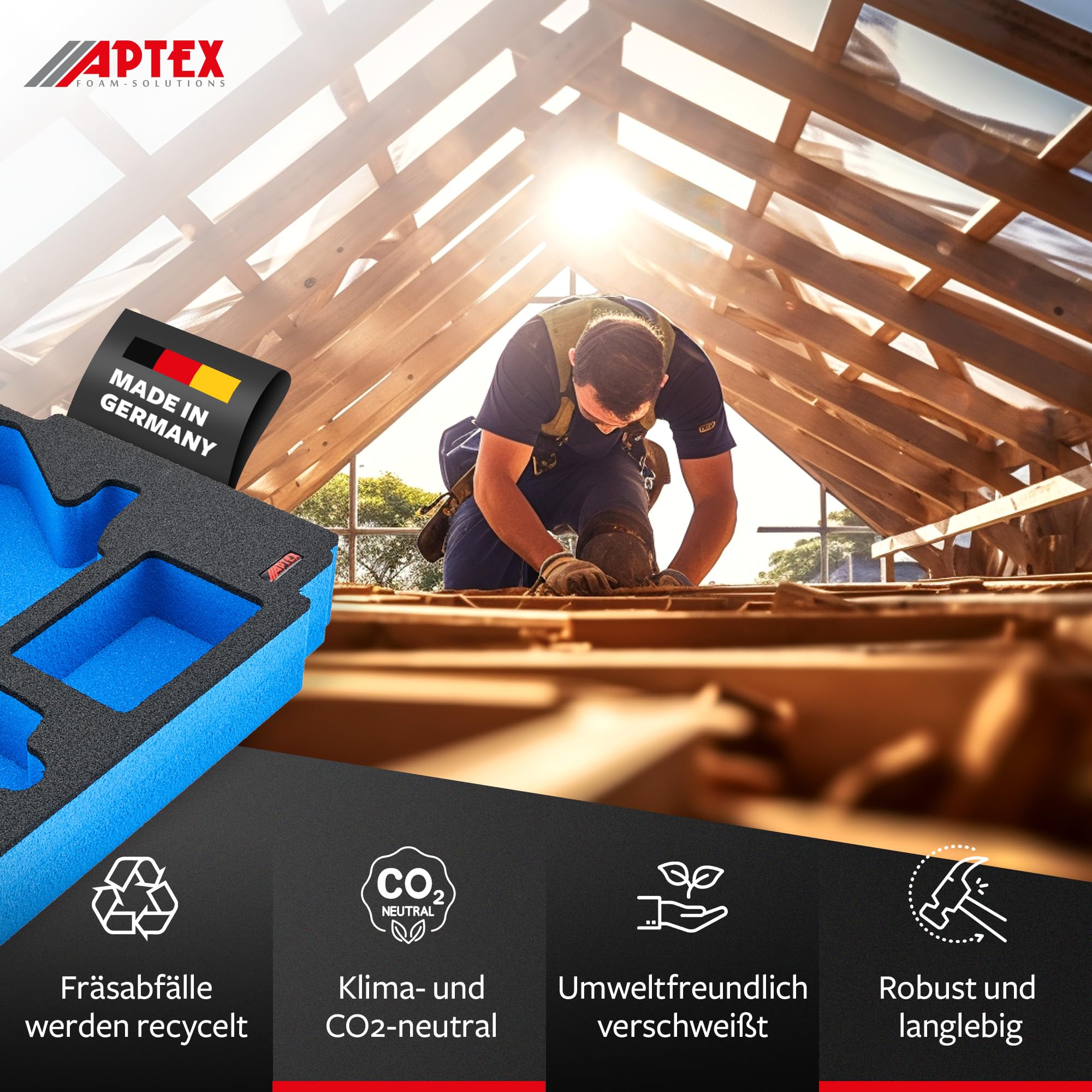 APTEX Schaumeinlage für Makita DBO 480–482 Akku-Schwingschleifer – Polstereinlage & Schaumstoffpolsterung für MakPac Gr. 2‑3 und Makita Zubehör