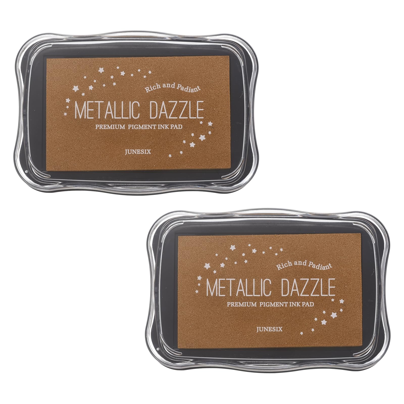 sourcing map 2 Pcs Metallic Ink Pads for Stamps, 3.9 x 2.5 Inch Washable Embossing Craft Ink Pad Stamp for Wood, Photo Paper, Fingerprint, DIY Card Making, Copper