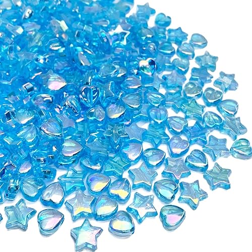 400 cuentas acrílicas en forma de corazón y estrella AB coloridas y bonitas cuentas espaciadoras sueltas para hacer joyas, pulseras, aretes,
