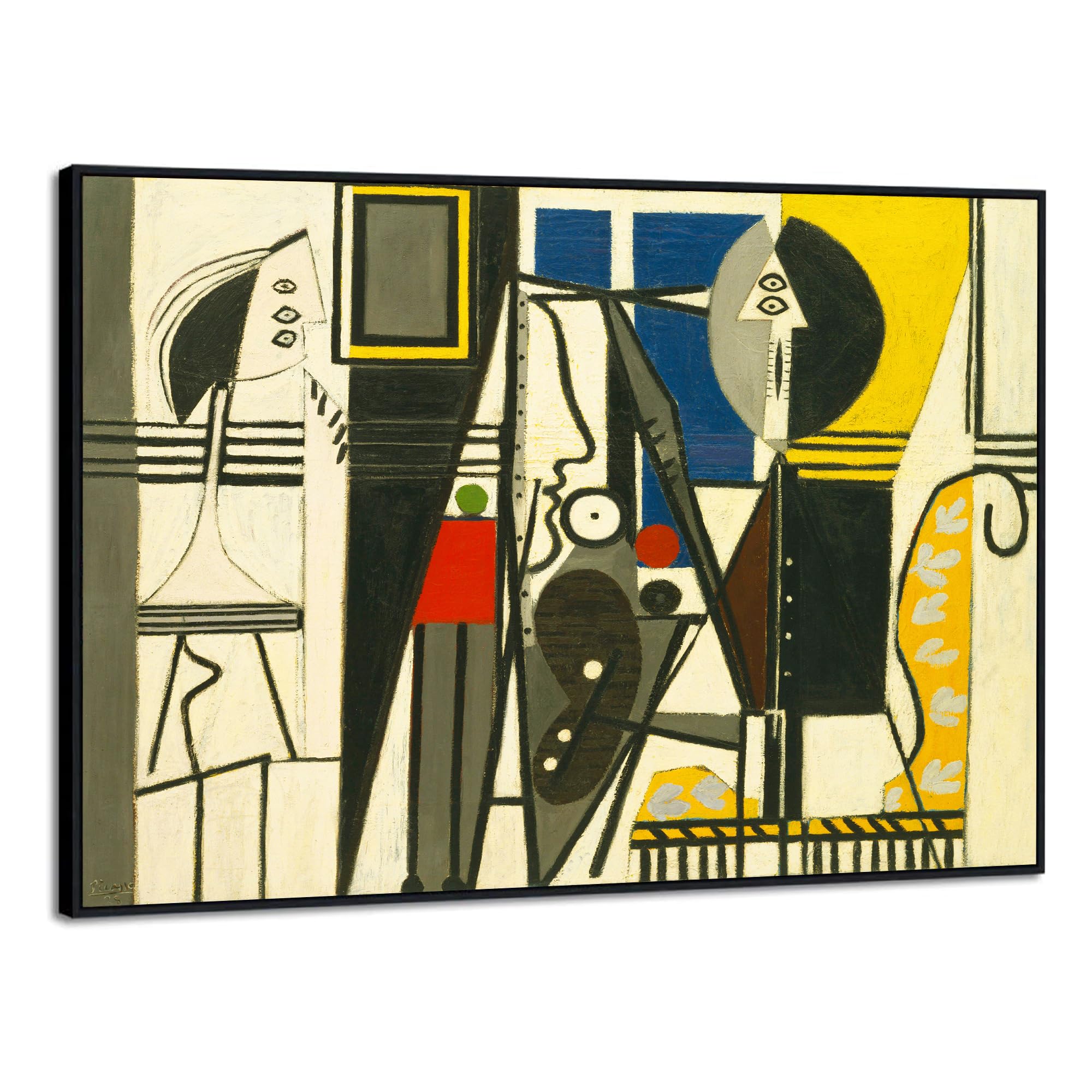 Framed Canvas Giclee Print Art Painter and Model by Pablo Picasso Wall Art 24"x32" PC010-PB24/32