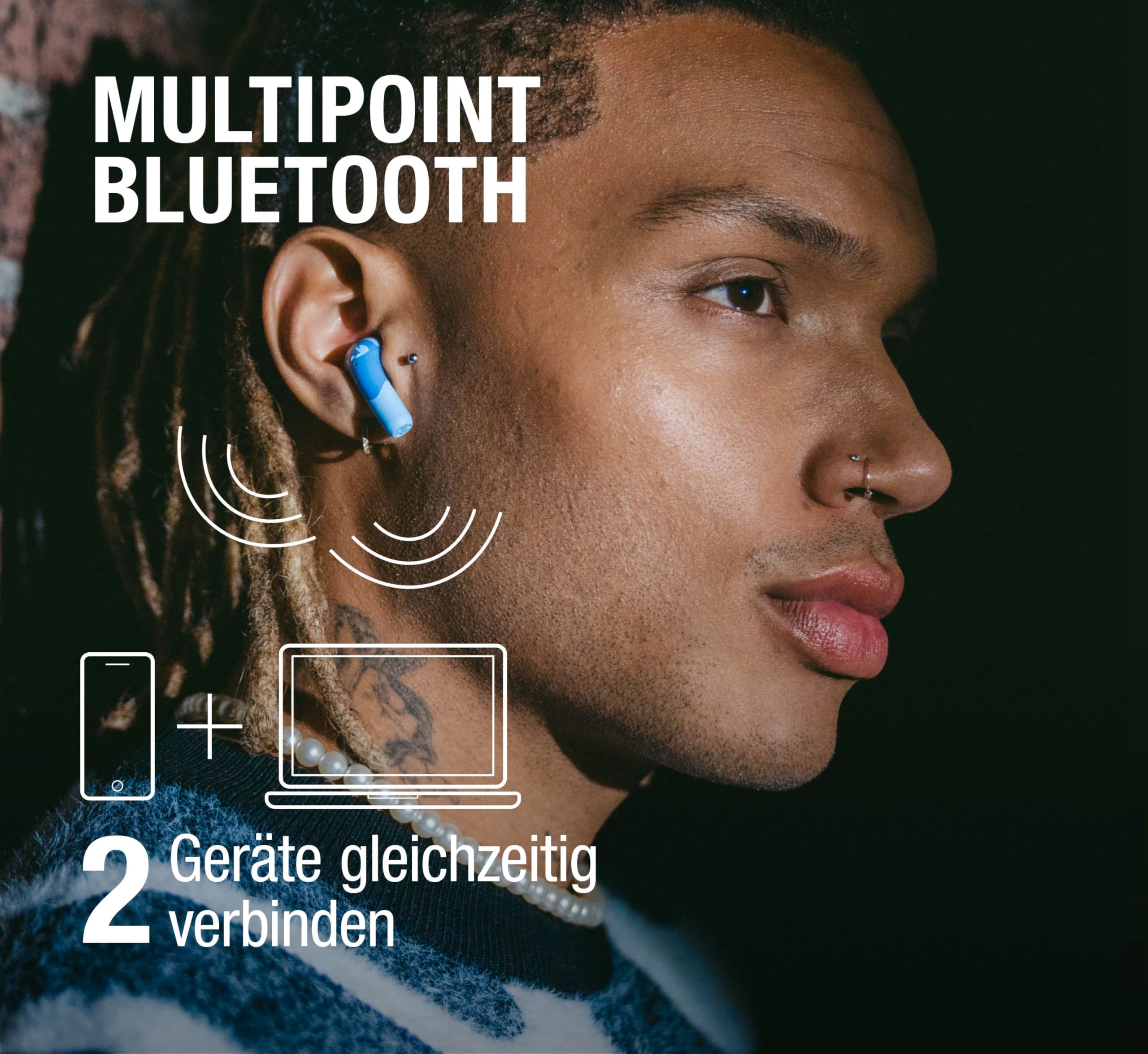 Fresh 'n Rebel Twins Ace Bluetooth kopfhörer In Ear mit Hybrid Active Noise Cancelling, In-Ear Kopfhörer kabellos, Mit ENC microfon, Bluetooth 5.3, IPX4 spritzwasserfest, 34 std. Spielzeit (Lila)