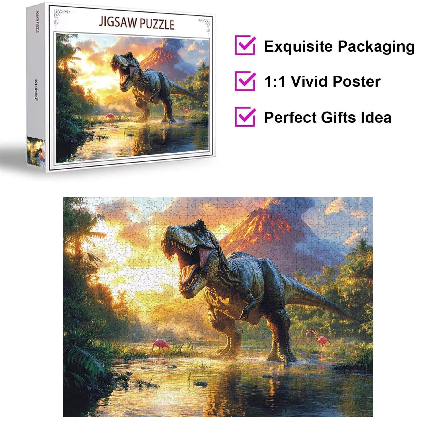 Puzzle 3000 elementów dla dorosłych, gry rodzinne, wulkan dinozaurów, n-360